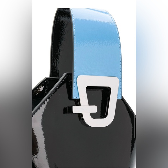 Danse Lente Black and Blue Patent Mini Johnny Bucket Bag - Picture 7 of 13
